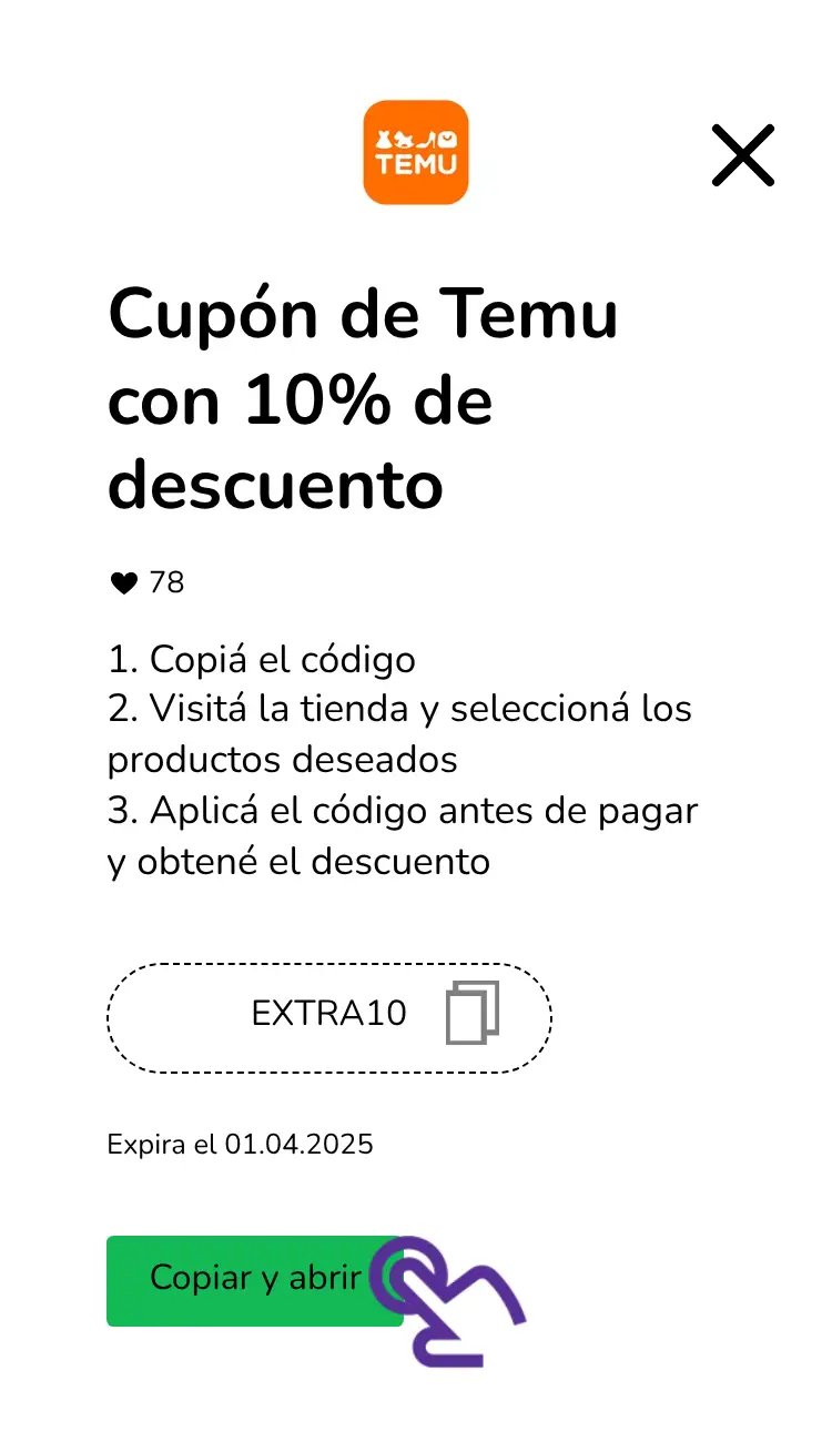 clic en el cupón